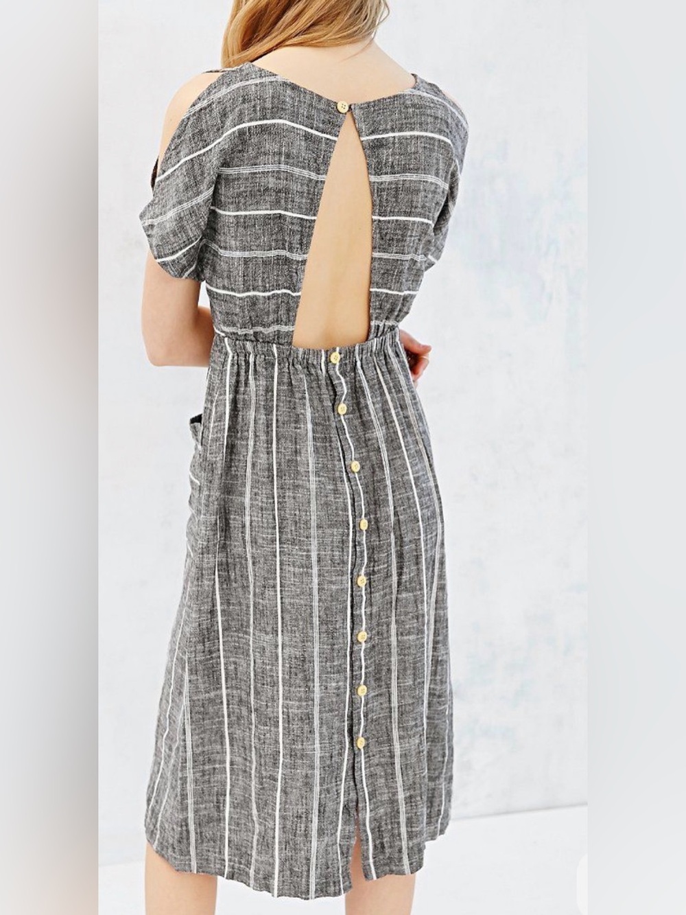 Cooperative Striped Linen Blend Midi Dress XS - Picture 2 of 10